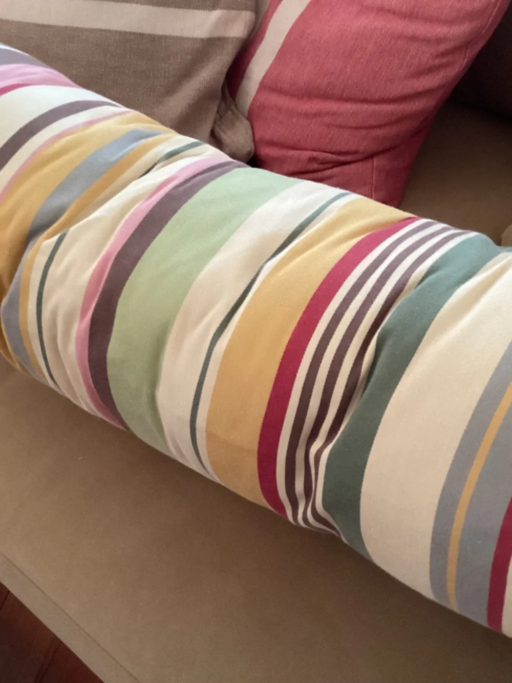 Pottery barn Duncan striped bolster great shape!